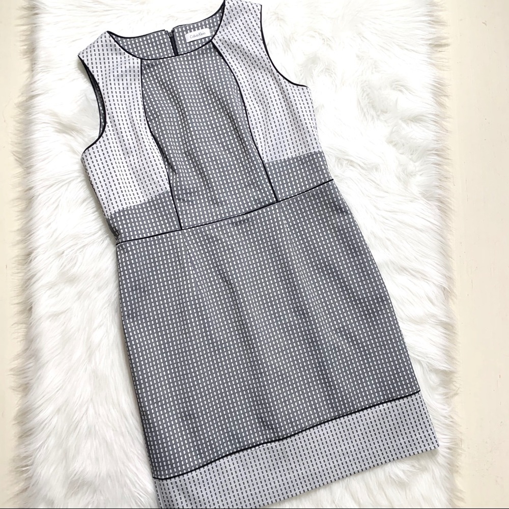 SOLD-Calvin Klein Sleeveless Colorblock Sheath Dress - Picture 6 of 9